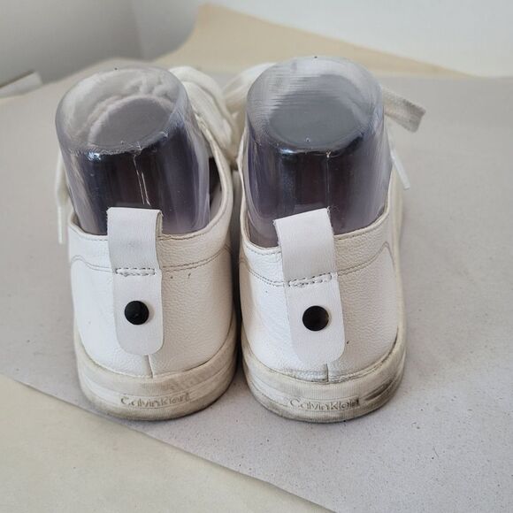 Calvin Klein Michaela Vegan Leather Sneakers White Lace Up Streetwear Casual 9.5 - Picture 7 of 10